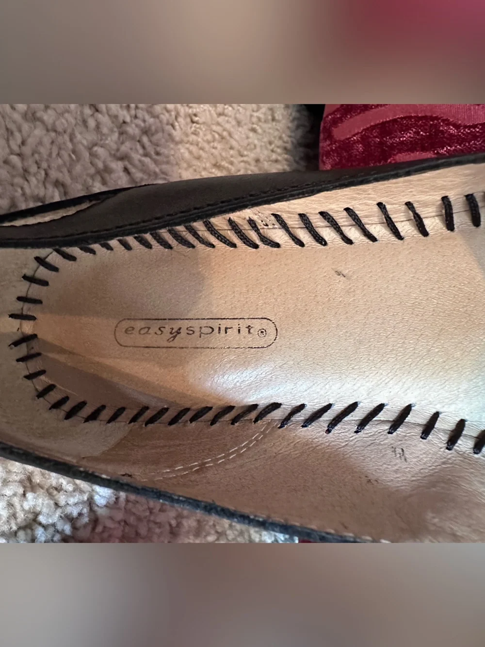 Leather Easy Spirit Black Women's Slip-On Loafers 6 1/2 medium 6.5 woven design